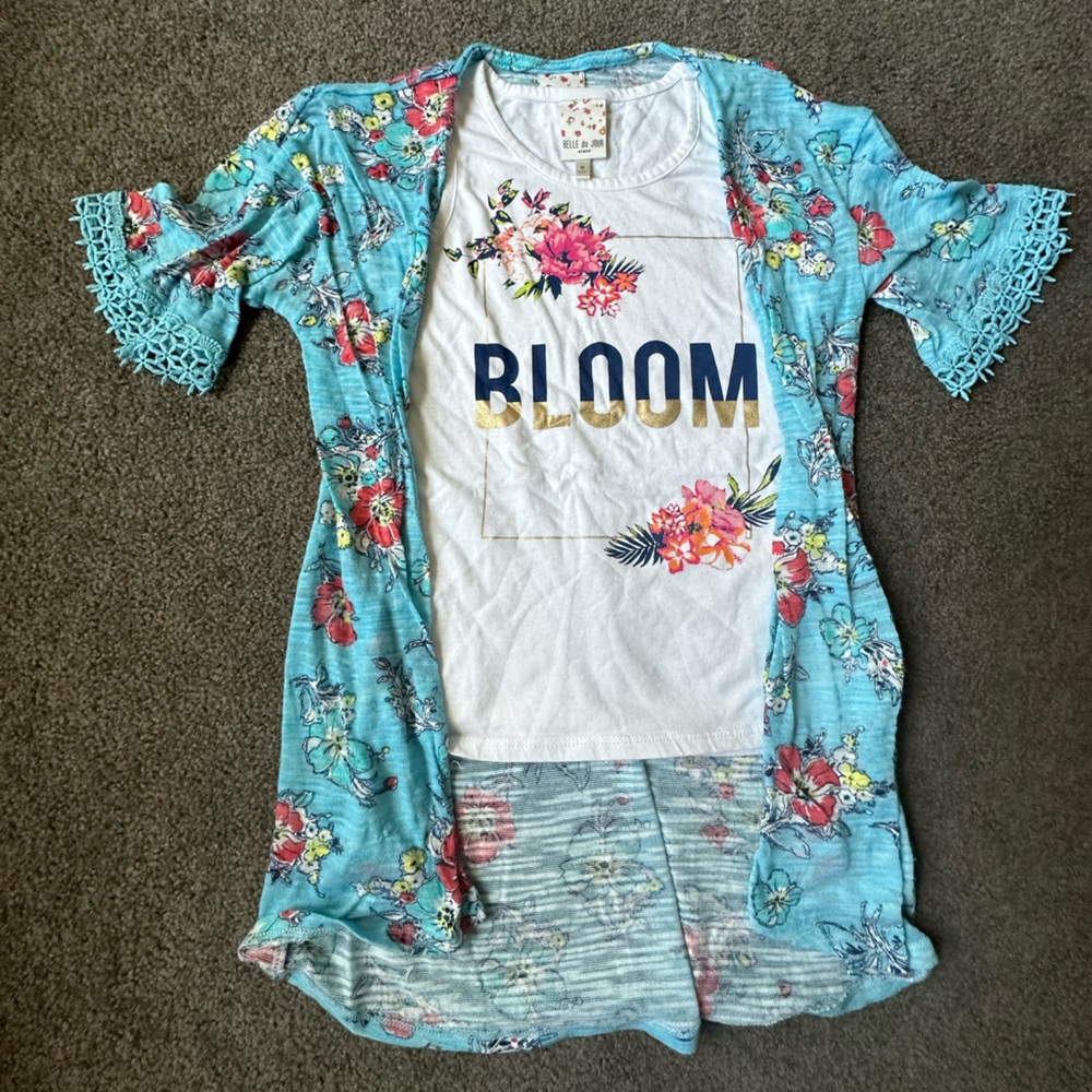 Girls Belle du Jour Tank and Cardigan Set, Size M
